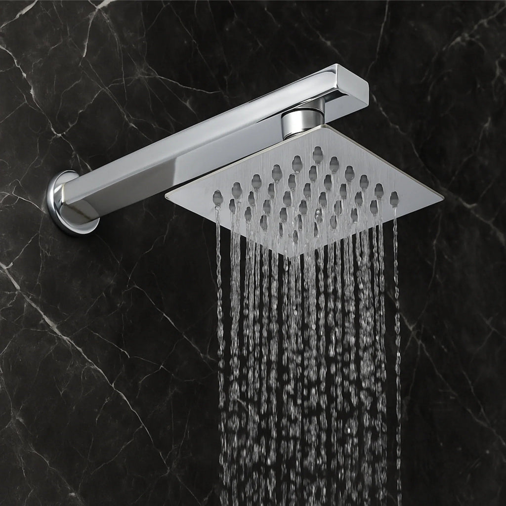 Ultra (4x4 Inches) 304- Grade Stainless Steel Chrome Finish Overhead Shower With Arm (9 Inch)