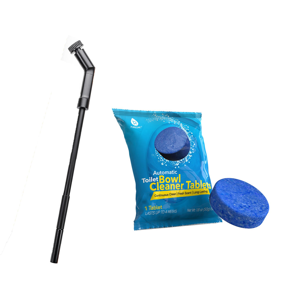 Pursonic Ultimate Home Cleaning Bundle – Rechargeable Scalable Scrubber Brush + Automatic Toilet Bowl Cleaner Tablets