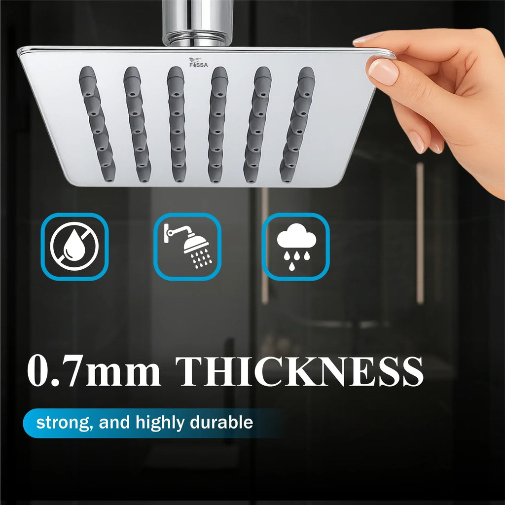Ultra (4x4 Inches) 304- Grade Stainless Steel Chrome Finish Overhead Shower With Arm (9 Inch)