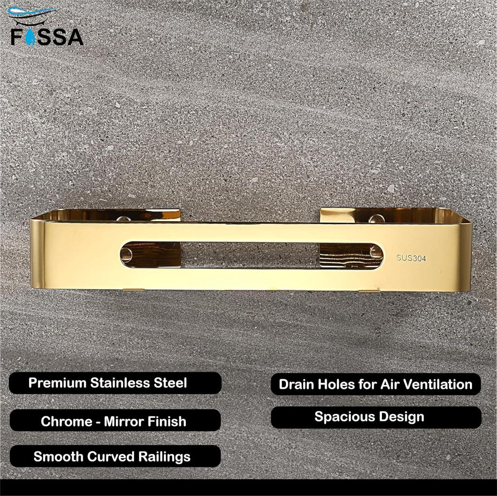 Square Stainless Steel Wall Storage Shelf (Gold)