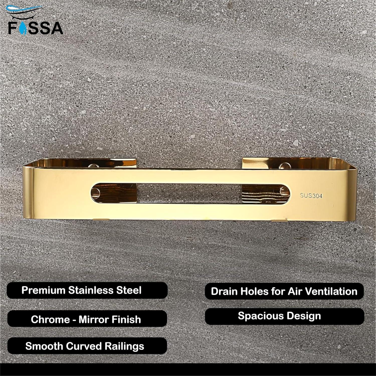 Square Stainless Steel Wall Storage Shelf (Gold)